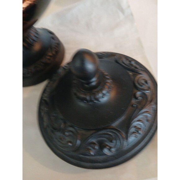 Vintage Hobby Lobby Crackle Glass Golden/ Black Wood Bow-Lidl Center Piece 8" - Picture 11 of 16